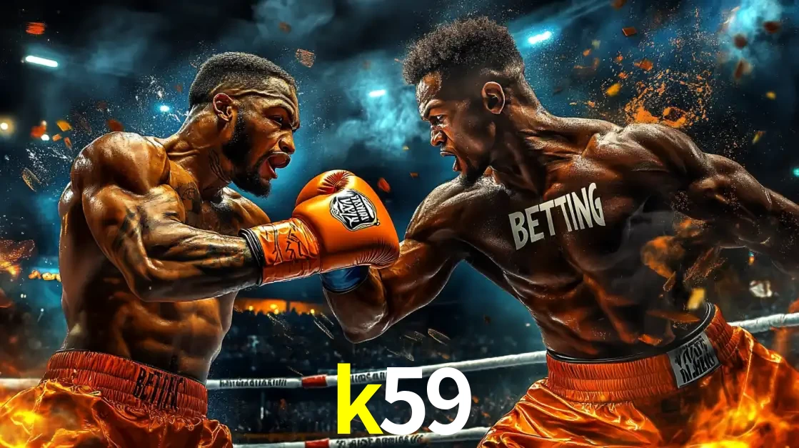 Dois boxeadores em uma luta intensa e explosiva, representando a adrenalina e as oportunidades de apostas em esportes de combate disponíveis na plataforma k59.