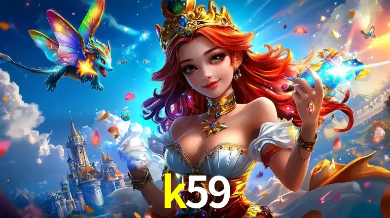 A princesa de um reino de fantasia mágico, com seu pequeno dragão, apresentando um mundo de prêmios encantados nos jogos de caça-níqueis do cassino k59.